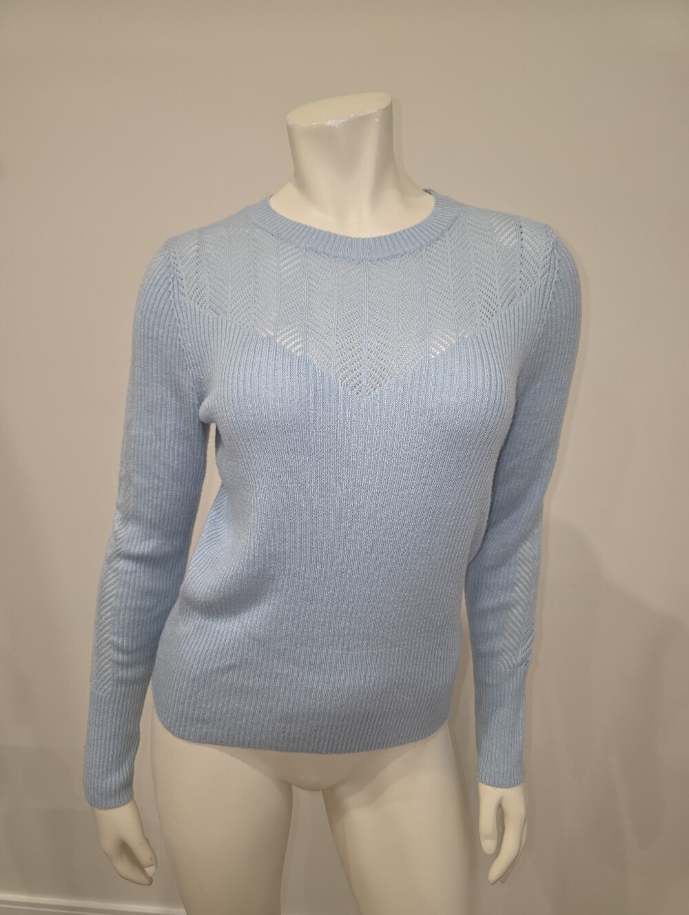 Topshop Baby Blue Open-Knit Crewneck Sweater US 6